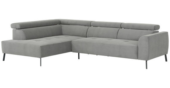 ECKSOFA Hellgrau Feincord - Hellgrau/Schwarz, Design, Textil/Metall (205/280cm) - Xora