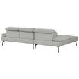 ECKSOFA Ottomane links, Eckteil  More_LZ Hellgrau Webstoff  - Hellgrau/Schwarz, Design, Textil/Metall (188/296cm) - Xora