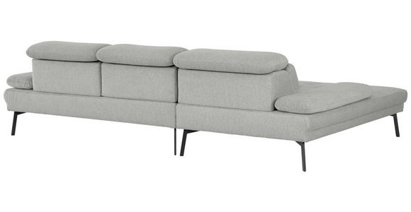 ECKSOFA Ottomane links, Eckteil  More_LZ Hellgrau Webstoff  - Hellgrau/Schwarz, Design, Textil/Metall (188/296cm) - Xora