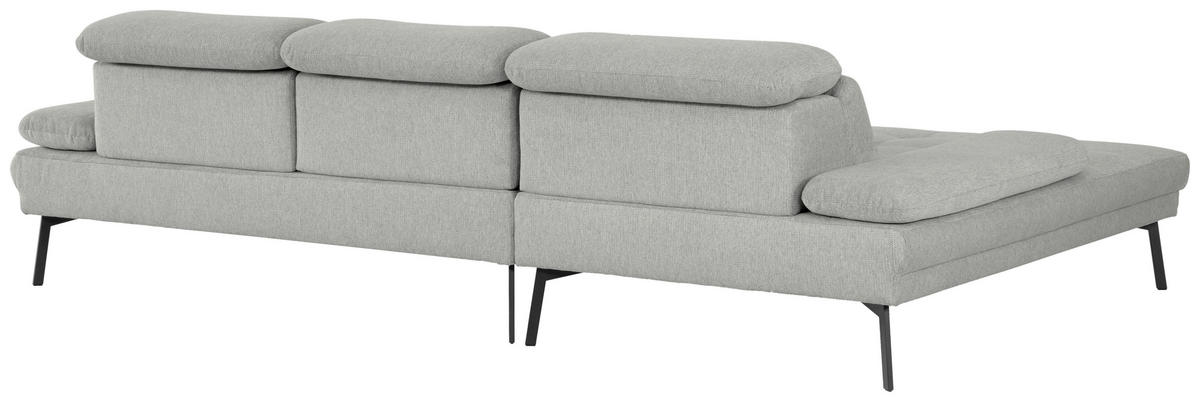 ECKSOFA Ottomane links, Eckteil  More_LZ Hellgrau Webstoff  - Hellgrau/Schwarz, Design, Textil/Metall (188/296cm) - Xora