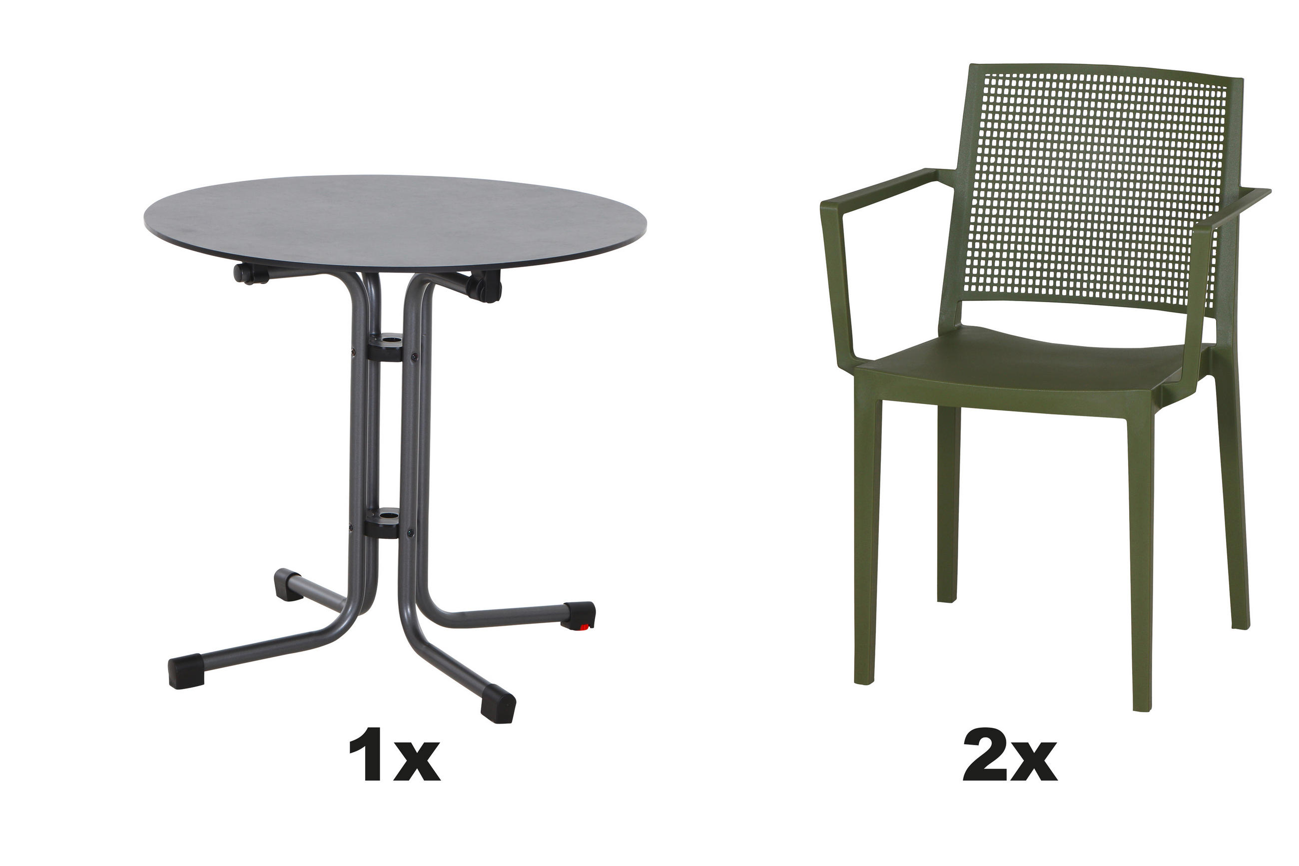GARTENGARNITUR 3-teilig  - Grün, Basics, Holzwerkstoff/Kunststoff (80/80/80cm) - Siena Garden
