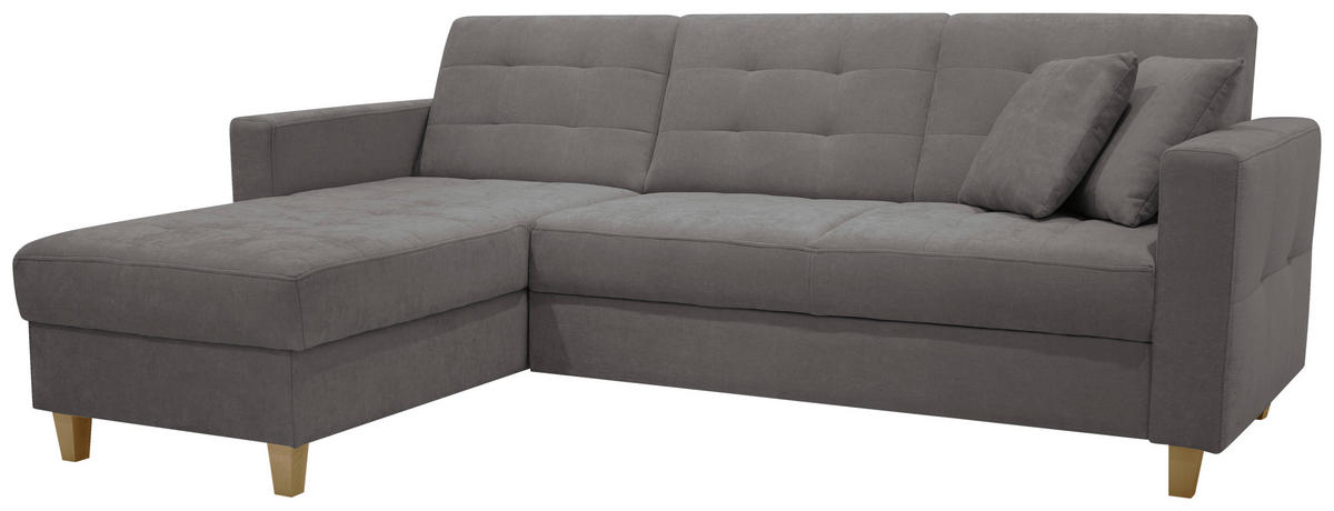 ECKSOFA Chenille Taupe  - Taupe/Naturfarben, Design, Holz/Textil (160/231cm) - Livetastic