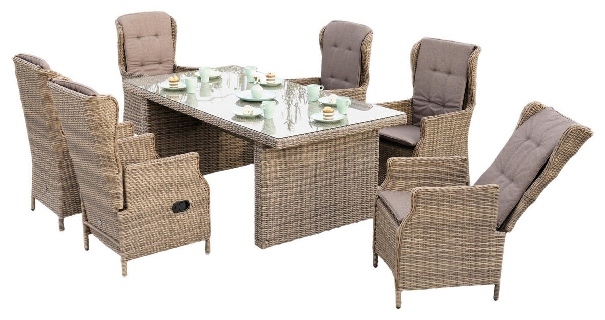 GARTENSET Stahl  - Naturfarben/Grau, MODERN, Kunststoff/Textil - Gardenson
