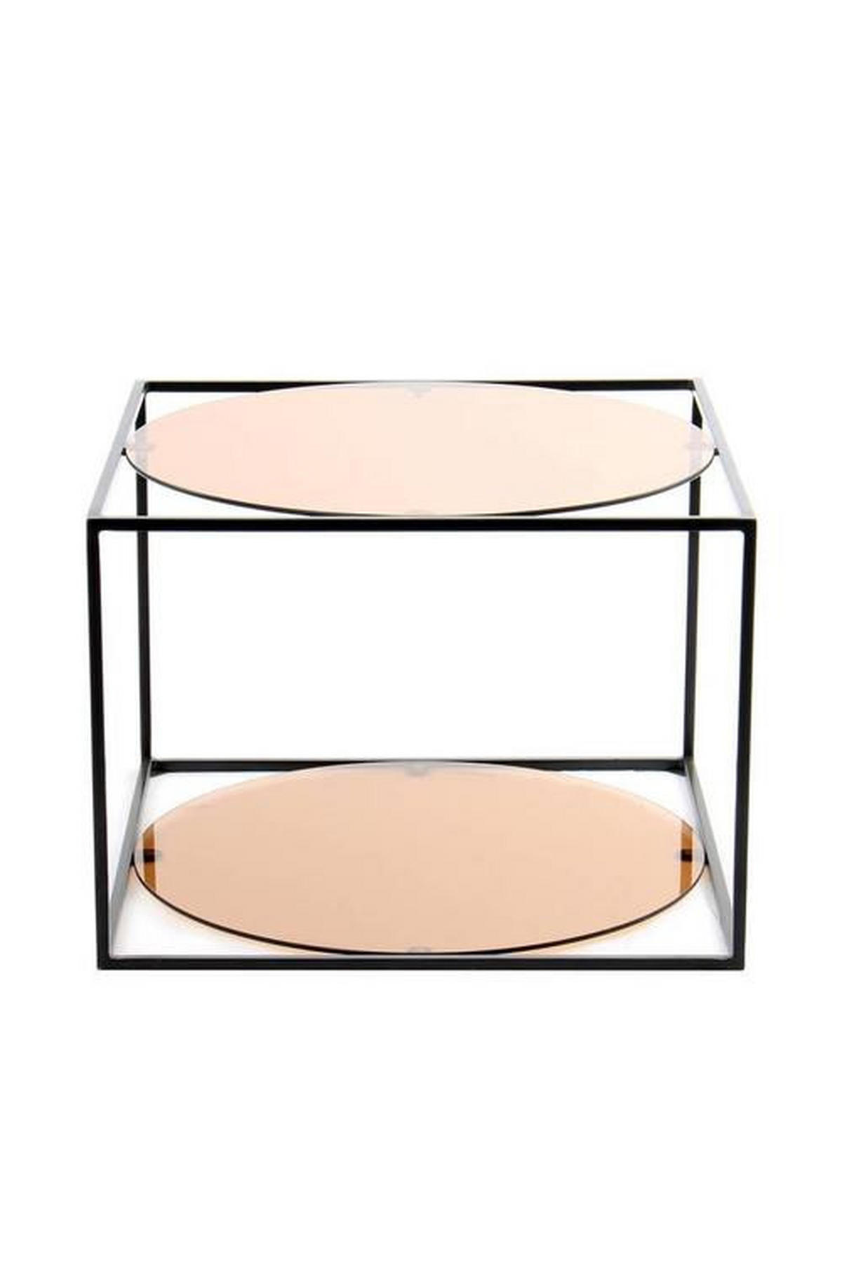 BEISTELLTISCH in Metall, Glas 50/50/36 cm  - Terracotta/Schwarz, Basics, Glas/Metall (50/50/36cm) - Kayoom