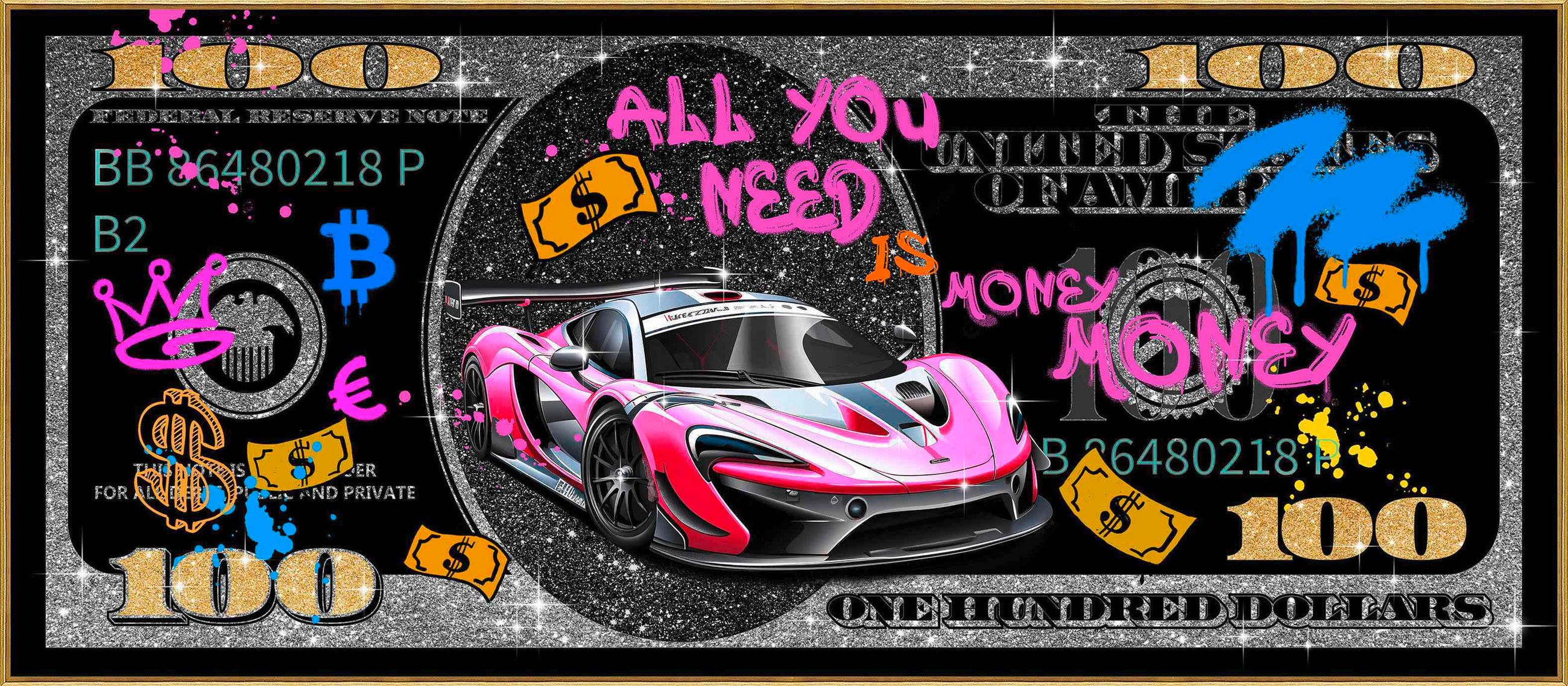 KUNSTDRUCK 160/70 cm  - Pink/Goldfarben, LIFESTYLE, Papier/Kunststoff (160/70cm) - Monee