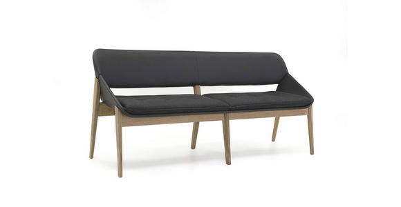 SITZBANK Flachgewebe Kombination Echtleder/Stoff Kerneiche vollmassiv Braun, Eichefarben - Eichefarben/Braun, Design, Leder/Holz (180/81/55cm) - Valnatura