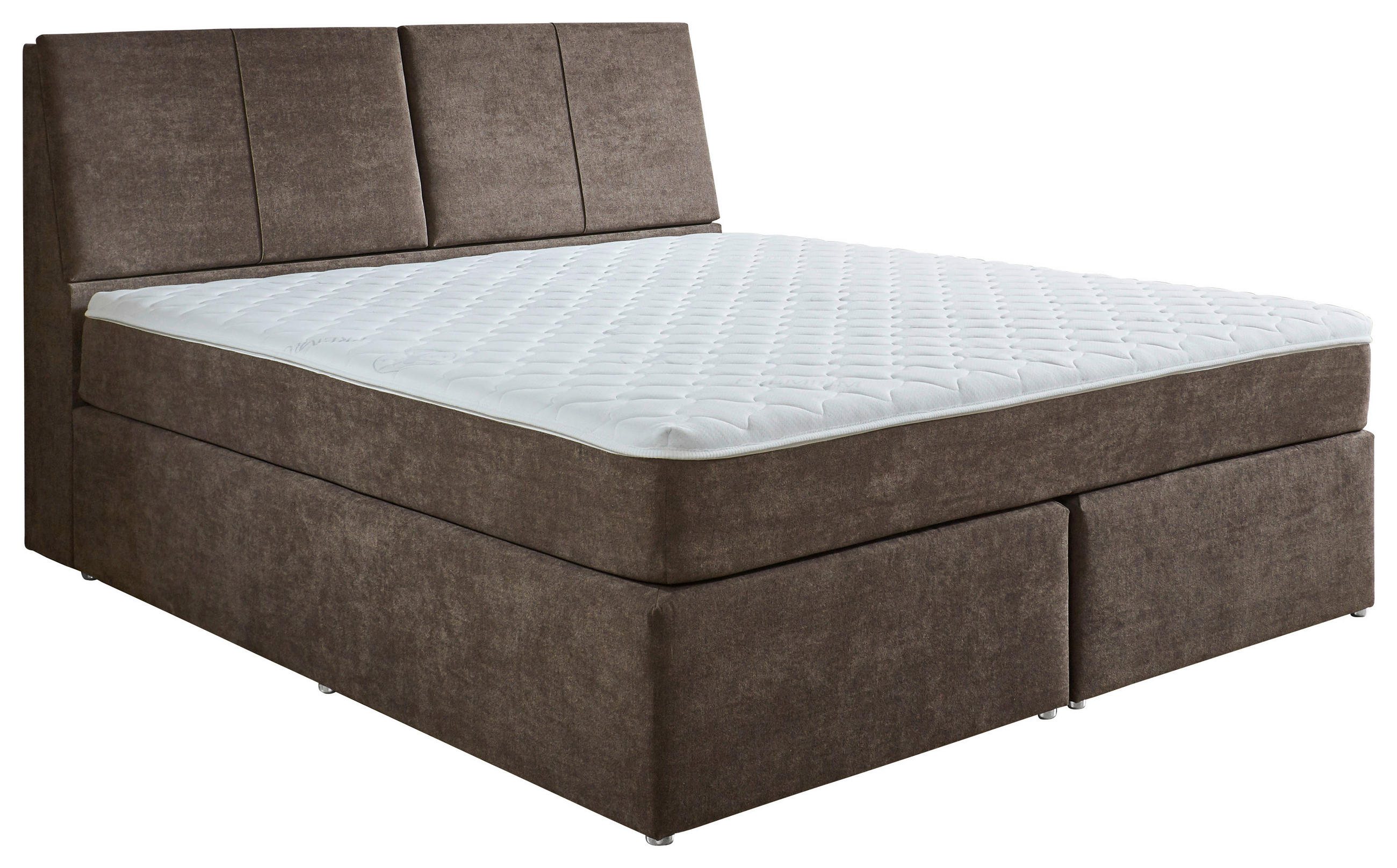 BOXSPRINGBETT 180/200 cm  in Taupe  - Taupe/Chromfarben, KONVENTIONELL, Kunststoff/Textil (180/200cm) - Boxxx