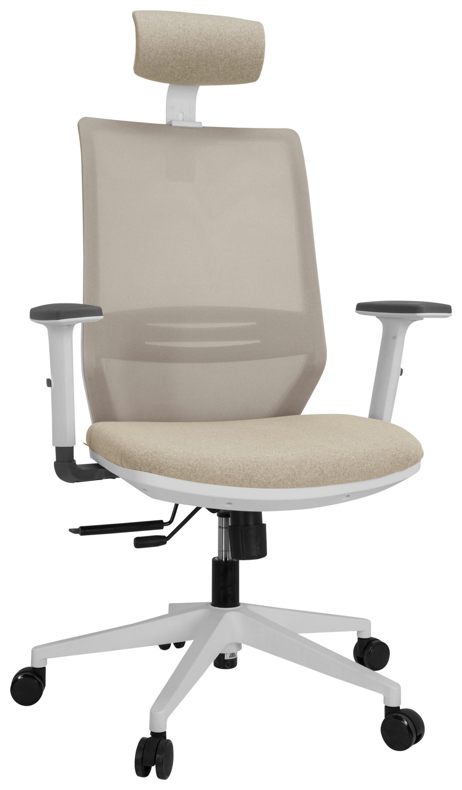DREHSTUHL Netzbespannung, Flachgewebe Weiß, Beige  - Beige/Weiß, Basics, Kunststoff/Textil (70/117/62cm) - MID.YOU