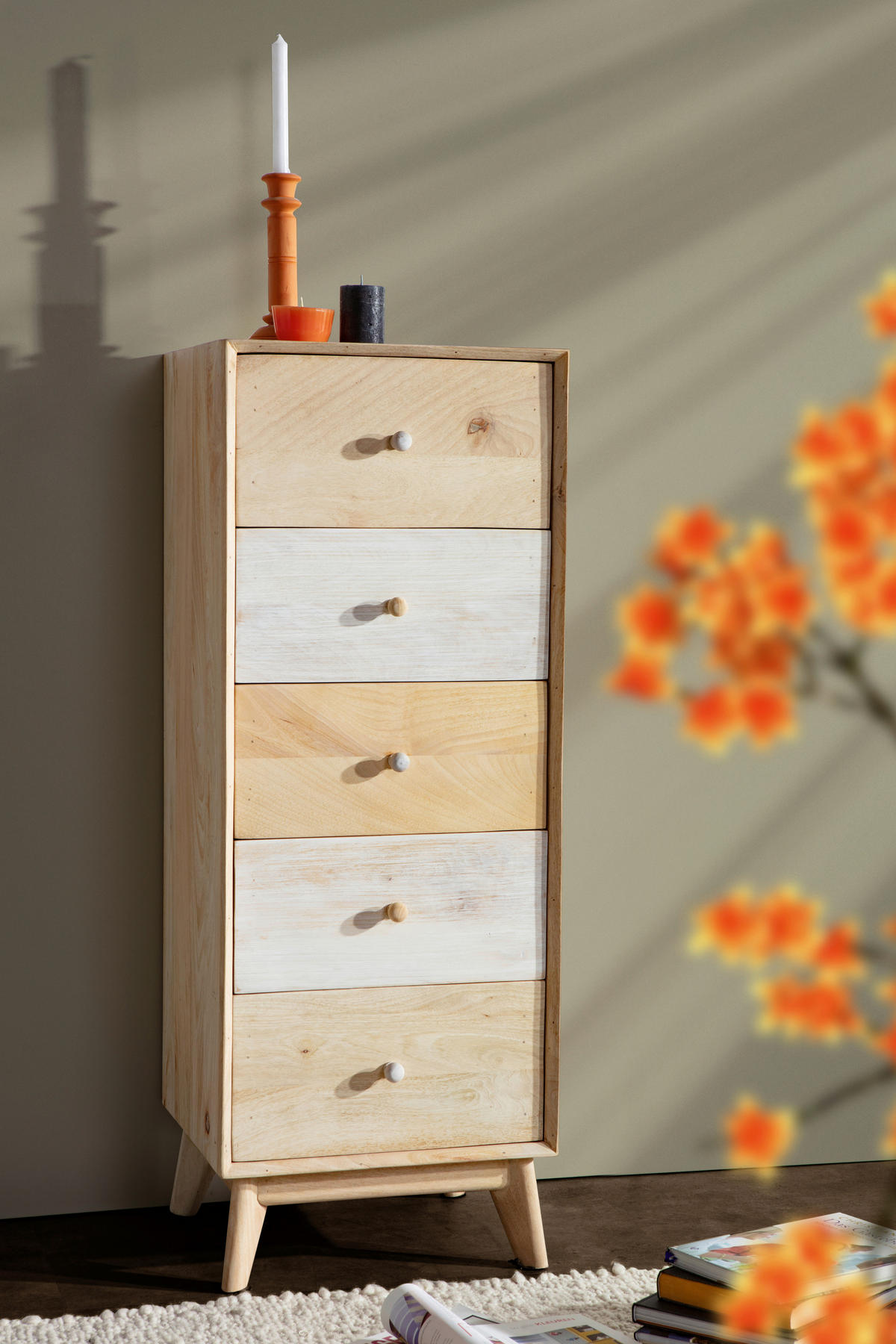 KOMMODE Kata  in 45/120/40 cm  - Naturfarben/Weiß, Design, Holz (45/120/40cm) - Landscape