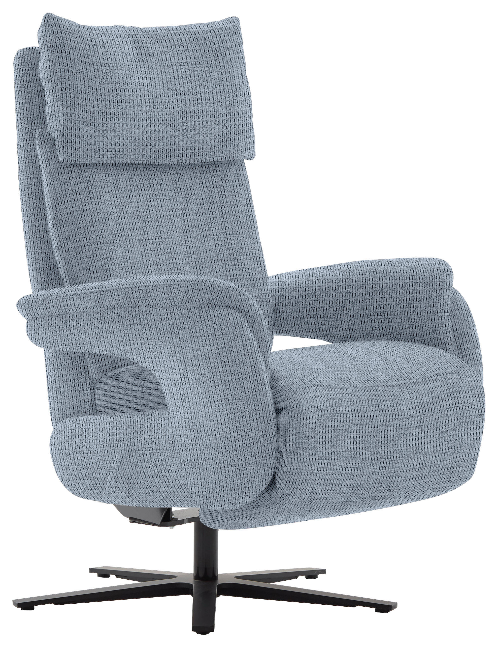 RECLINERFÅTÖLJ i struktur ljusblå  - ljusblå/svart, Modern, metall/textil (73/113-117/85cm) - Livetastic