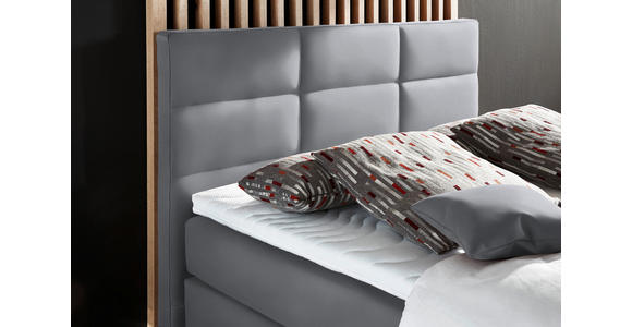 BOXSPRINGBETT 140/200 cm in Hellgrau - Hellgrau/Alufarben, KONVENTIONELL, Textil/Metall (140/200cm) - Dieter Knoll
