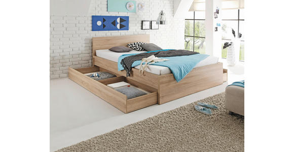 BETTKASTEN Sonoma Eiche  - Sonoma Eiche, KONVENTIONELL, Holzwerkstoff/Kunststoff (199/23/64cm) - Carryhome