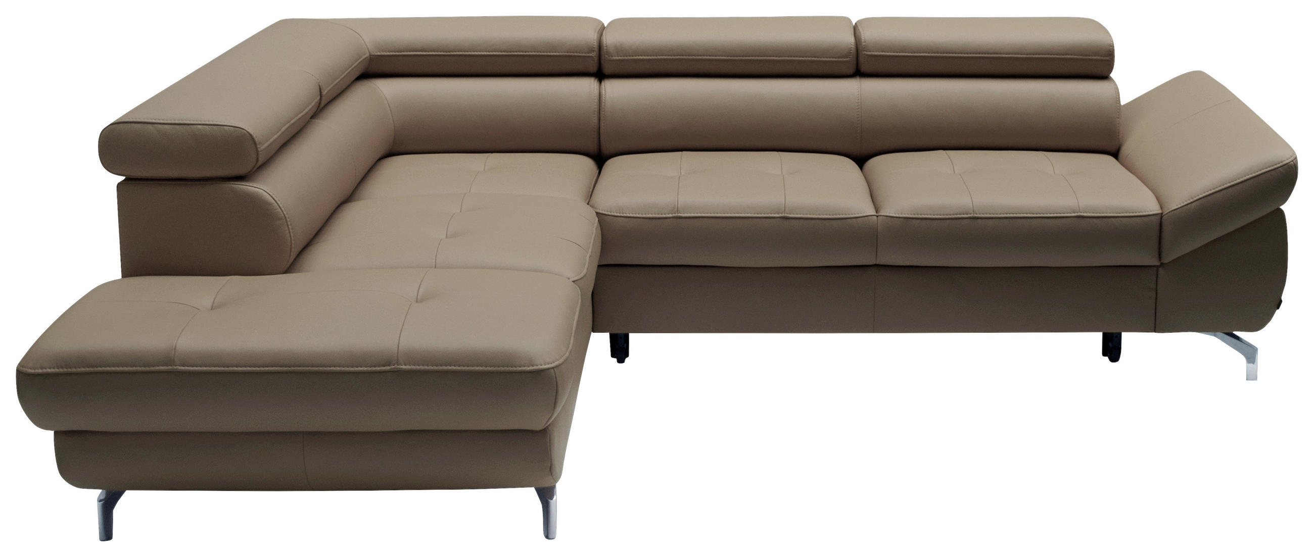 ECKSOFA in Echtleder Haselnussfarben  - Chromfarben/Haselnussfarben, Design, Leder/Metall (220/270cm) - Novel