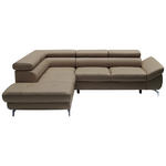 ECKSOFA in Echtleder Haselnussfarben  - Chromfarben/Haselnussfarben, Design, Leder/Metall (220/270cm) - Novel