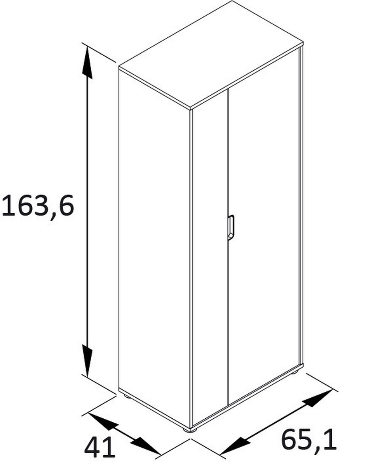 AKTENSCHRANK Weiß, Schwarz, Eichefarben  - Eichefarben/Schwarz, MODERN, Holzwerkstoff (65,1/163,6/41cm) - MID.YOU