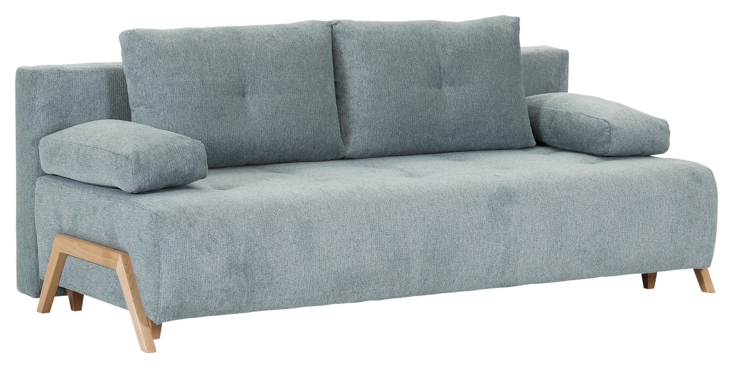 SCHLAFSOFA  mit Liegefunktion, Rücken echt Flachgewebe Mintgrün  - Buchefarben/Mintgrün, KONVENTIONELL, Holz/Textil (204/75/100cm) - Carryhome