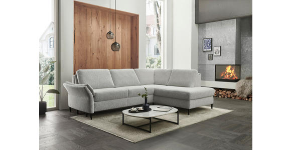 ECKSOFA  in Webstoff Ecru  - Ecru/Schwarz, KONVENTIONELL, Textil/Metall (277/201cm) - Dieter Knoll