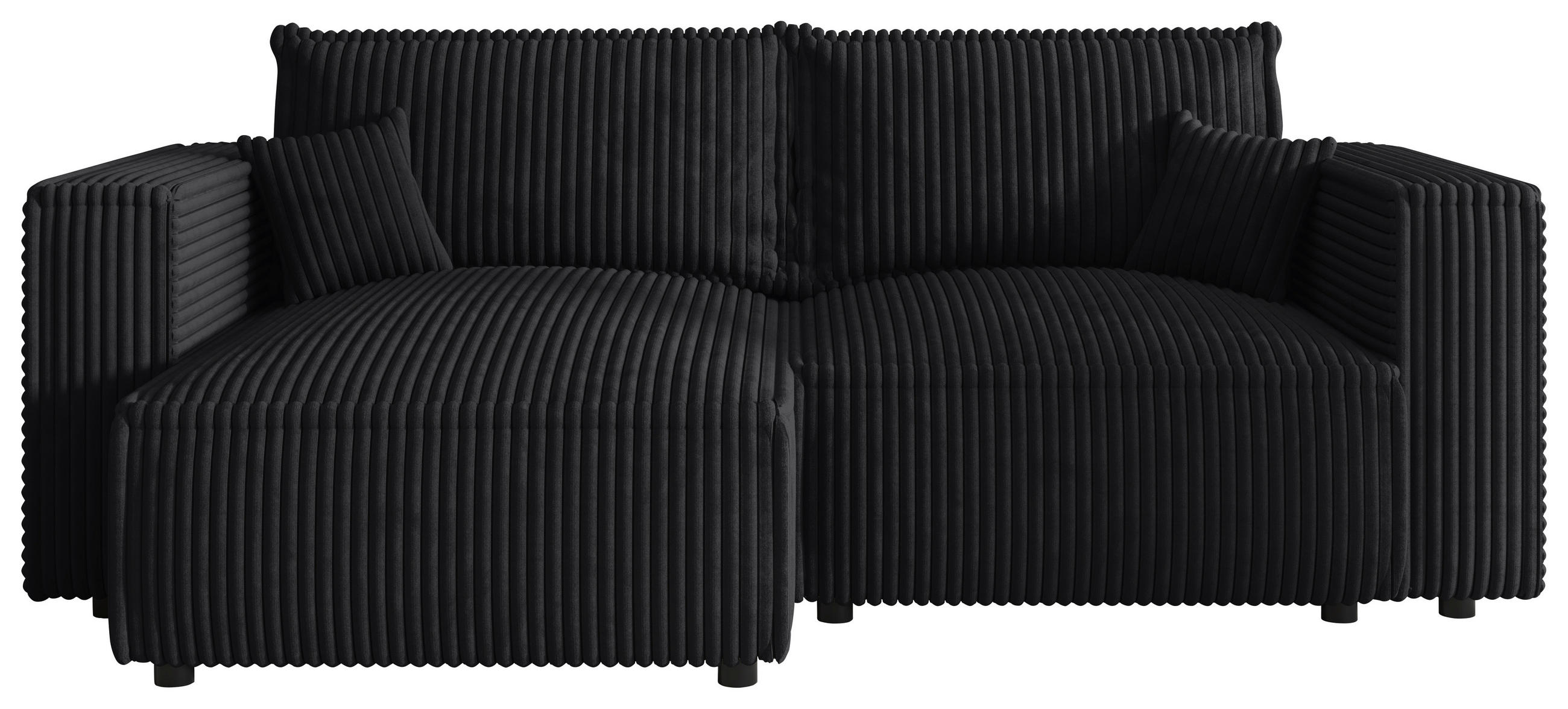 ECKSOFA  in Cord Anthrazit  - Anthrazit/Schwarz, MODERN, Kunststoff/Textil (153/250cm) - Xora