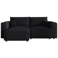 ECKSOFA Anthrazit Cord Zierkissen, Rückenkissen, Schlaffunktion, Rücken echt  - Anthrazit/Schwarz, MODERN, Kunststoff/Textil (153/250cm) - Xora