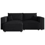 ECKSOFA Anthrazit Cord Zierkissen, Rückenkissen, Schlaffunktion, Rücken echt  - Anthrazit/Schwarz, MODERN, Kunststoff/Textil (153/250cm) - Xora