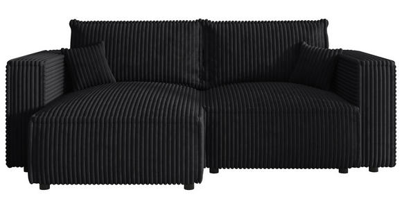 ECKSOFA Anthrazit Cord Zierkissen, Rückenkissen, Schlaffunktion, Rücken echt  - Anthrazit/Schwarz, MODERN, Kunststoff/Textil (153/250cm) - Xora