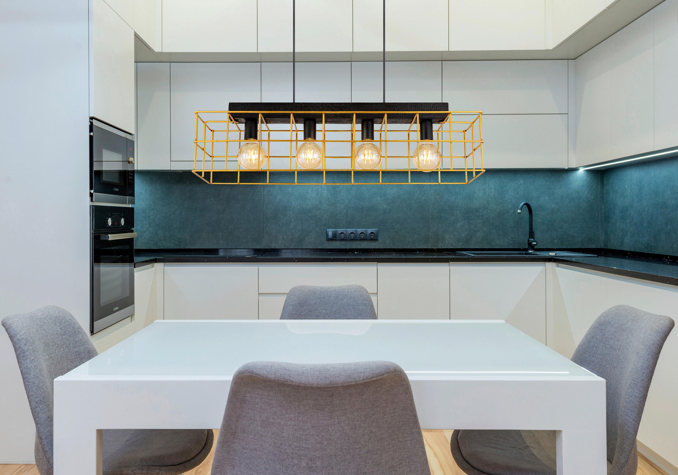 HÄNGELEUCHTE 90/20/150 cm    - Goldfarben/Schwarz, Design, Holz/Metall (90/20/150cm) - Globo