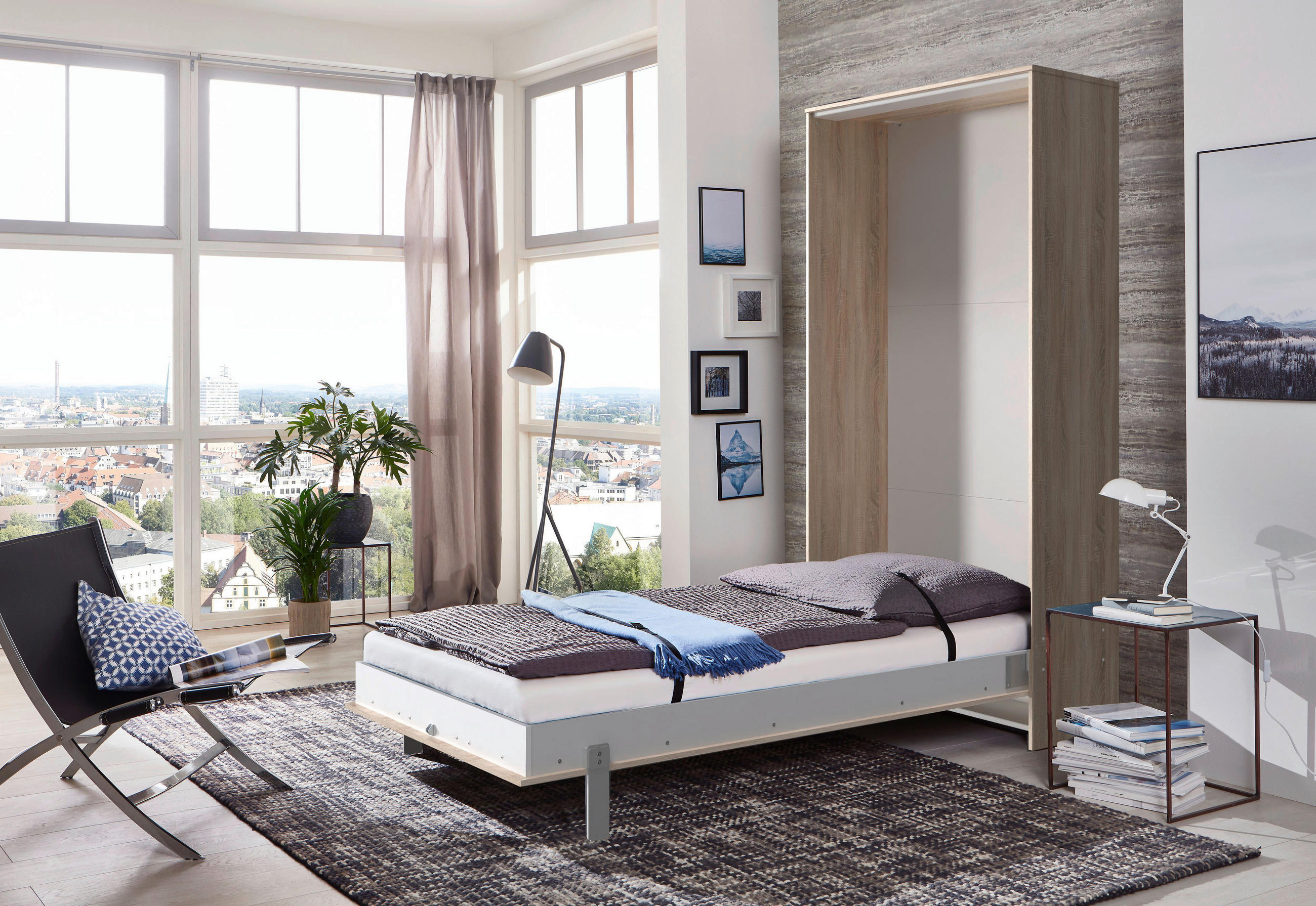 SKÅPSÄNG i trämaterial ekfärgad  - ekfärgad, Klassisk, metall/trämaterial (90/200cm) - MID.YOU