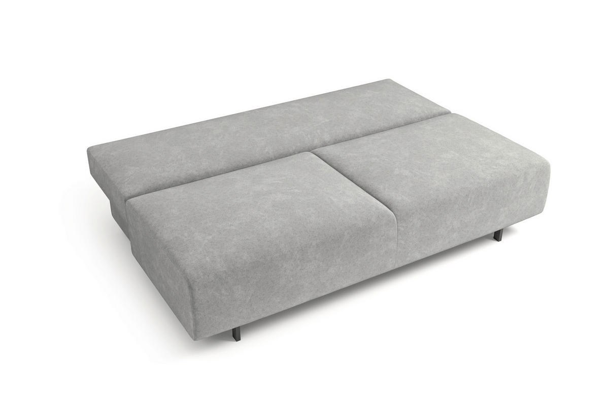 SCHLAFSOFA OLIVIO Velours Grau  inkl. Bettkasten, Schlaffunktion  - Schwarz/Grau, Basics, Holz/Textil (200/90/95cm) - Livetastic