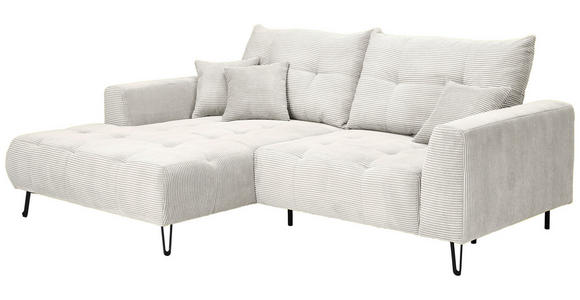 ECKSOFA Naturfarben Cord Zierkissen, Rückenkissen, Rücken echt, Sitztiefenverstellung  - Schwarz/Naturfarben, KONVENTIONELL, Textil/Metall (185/250cm) - Carryhome