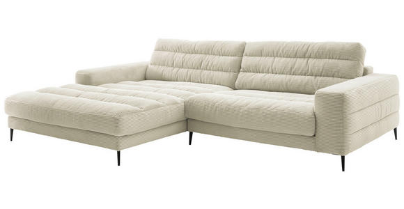 ECKSOFA in Cord Naturfarben  - Schwarz/Naturfarben, Design, Textil/Metall (207/296cm) - Dieter Knoll