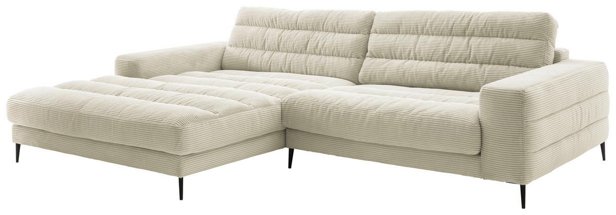 ECKSOFA in Cord Naturfarben  - Schwarz/Naturfarben, Design, Textil/Metall (207/296cm) - Dieter Knoll