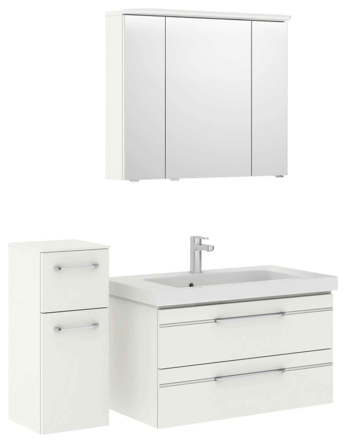 BADEZIMMER 4-teilig  in 122 cm  - Chromfarben/Weiß Hochglanz, KONVENTIONELL, Glas/Holzwerkstoff (122cm) - Pelipal