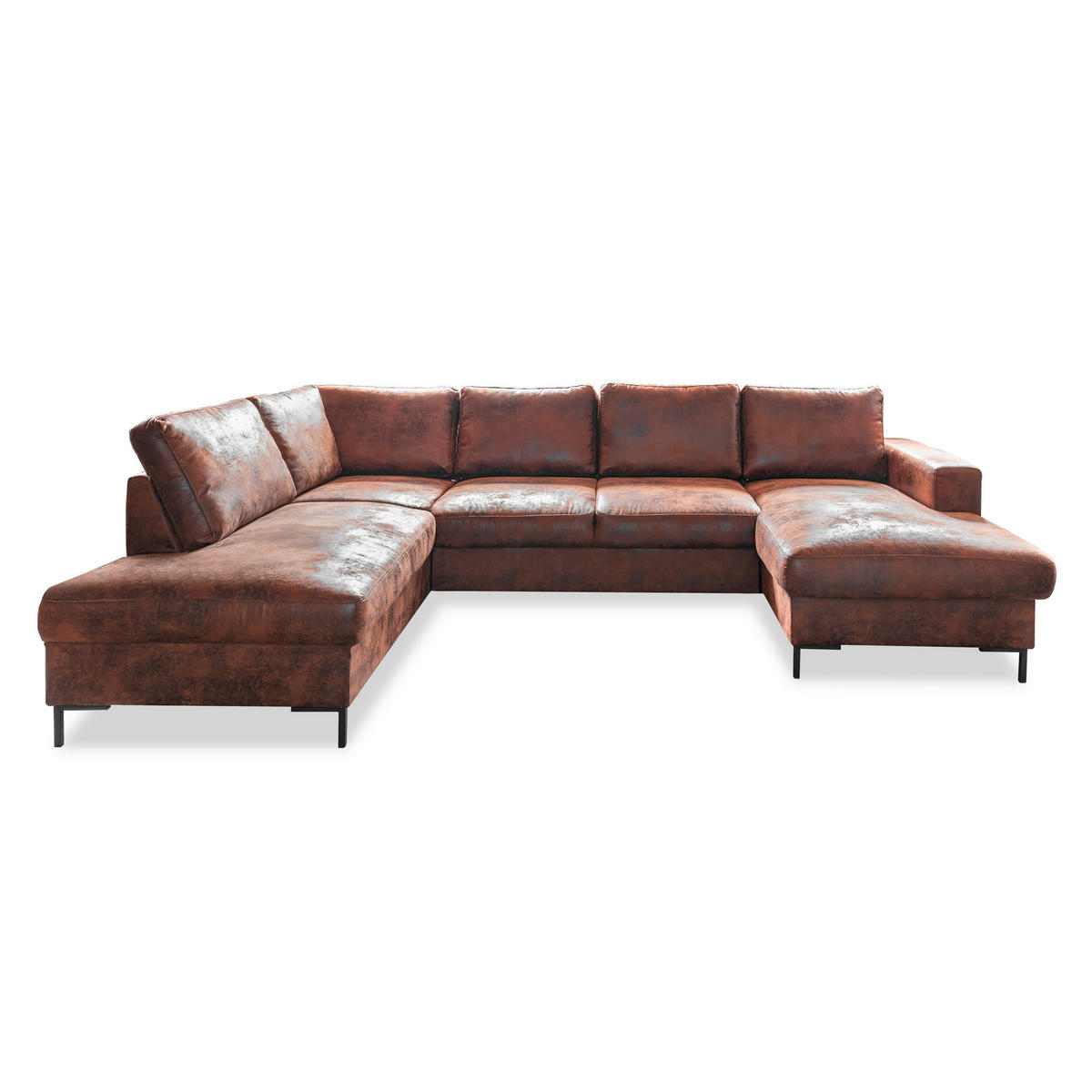 WOHNLANDSCHAFT in Mikrofaser Braun  - Schwarz/Braun, Modern, Textil/Metall (198/304/149cm) - MID.YOU