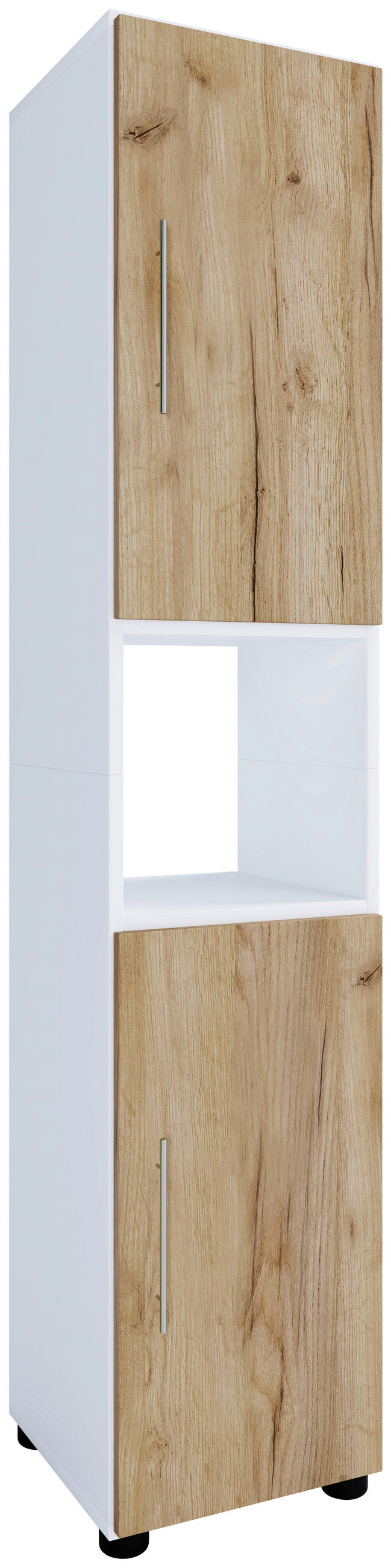 HOCHSCHRANK 31/160/30 cm  - Honigeiche/Silberfarben, MODERN, Holzwerkstoff/Kunststoff (31/160/30cm) - MID.YOU