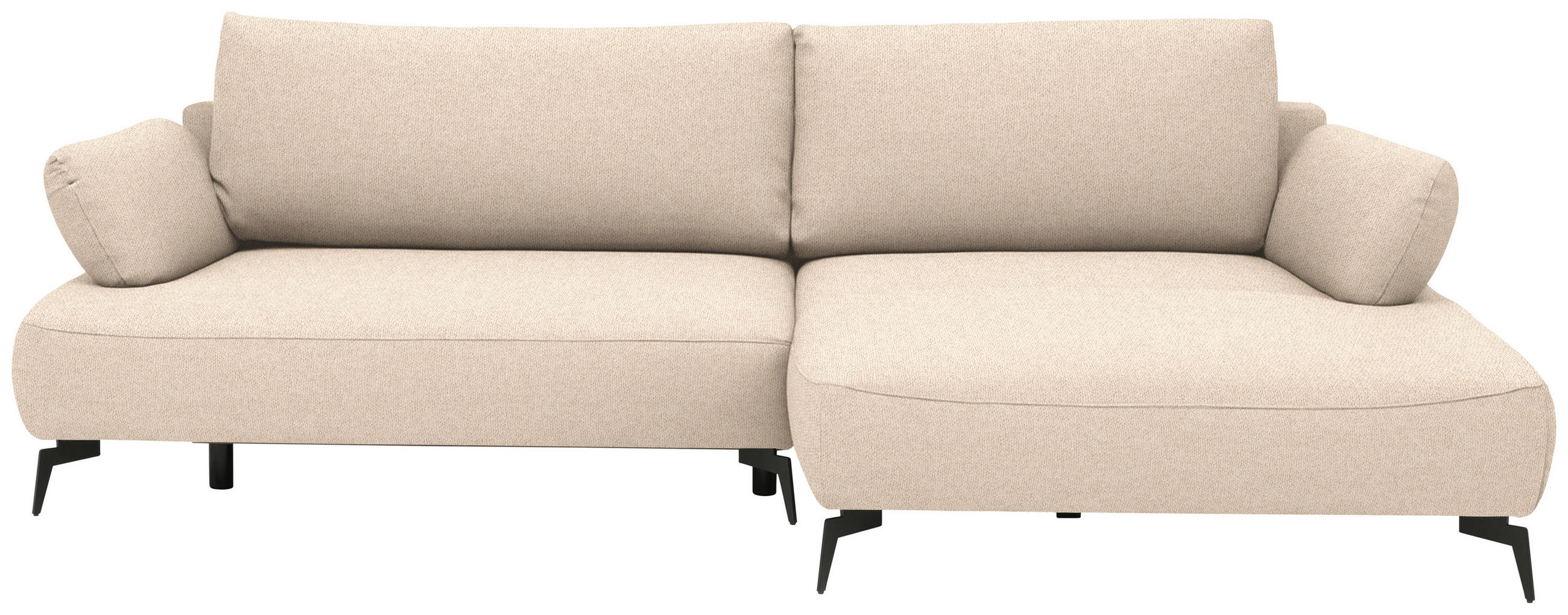 ECKSOFA  Struktur Beige  - Beige/Schwarz, Design, Textil/Metall (284/186cm) - Lomoco