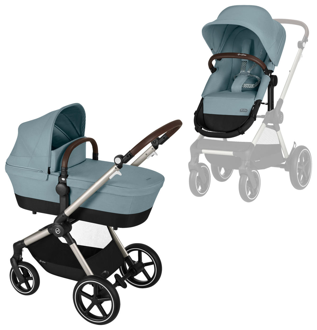 KINDERWAGENSET Eos Lux  - Alufarben/Hellblau, Basics, Textil/Metall (85/61/116cm) - Cybex