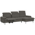 ECKSOFA in Chenille Braun  - Schwarz/Braun, LIFESTYLE, Textil/Metall (310/180cm) - Valnatura