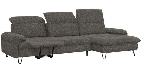 ECKSOFA in Chenille Braun  - Schwarz/Braun, LIFESTYLE, Textil/Metall (310/180cm) - Valnatura