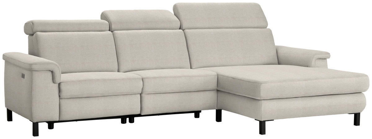 ECKSOFA in Flachgewebe Beige  - Beige/Schwarz, Konventionell, Textil/Metall (304/182cm) - Pure Home Comfort