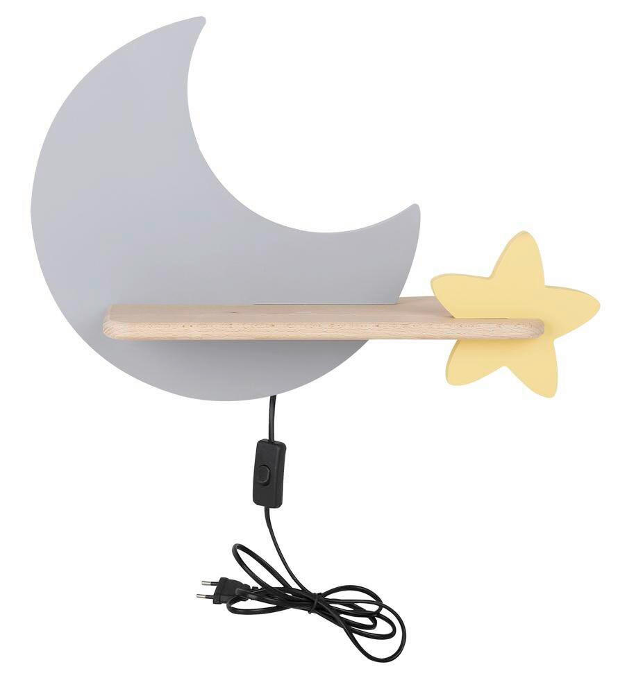 KINDERWANDLEUCHTE 39.5/12/27.5 cm   - Goldfarben/Grau, Basics, Holz/Holzwerkstoff (39.5/12/27.5cm)