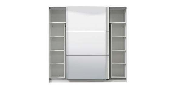 SCHWEBETÜRENSCHRANK 217/210/62,5 cm 2-türig Weiß  - Schwarz/Weiß, Basics, Glas/Holzwerkstoff (217/210/62,5cm) - Xora