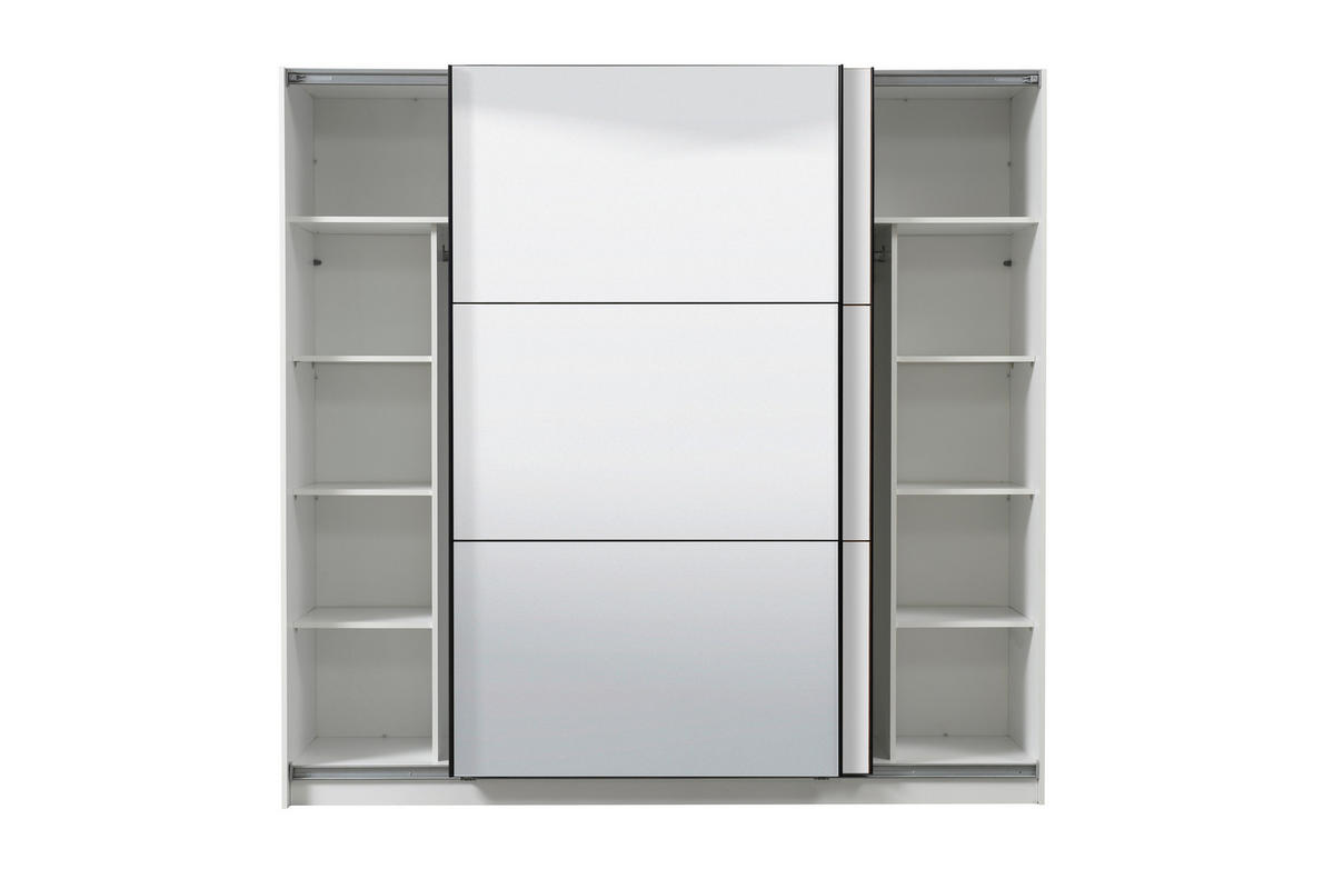 SCHWEBETÜRENSCHRANK 217/210/62,5 cm 2-türig Weiß  - Schwarz/Weiß, Basics, Glas/Holzwerkstoff (217/210/62,5cm) - Xora