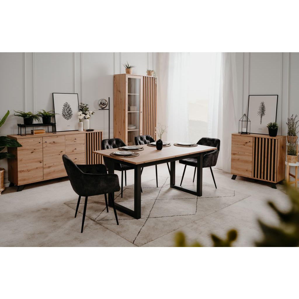 Thumbnail - Mid.you Kommode, Anthrazit, Eiche Artisan, Metall, 2 Fächer, 4 Schubladen, 118x85x40 cm, Garderobe, Garderoben Kommoden