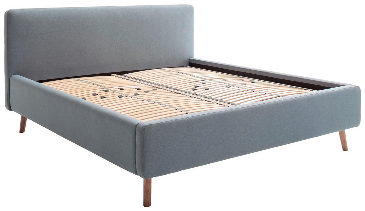 POLSTERBETT 180/200 cm  in Hellblau  - Eichefarben/Hellblau, Design, Holz/Textil (180/200cm) - Livetastic