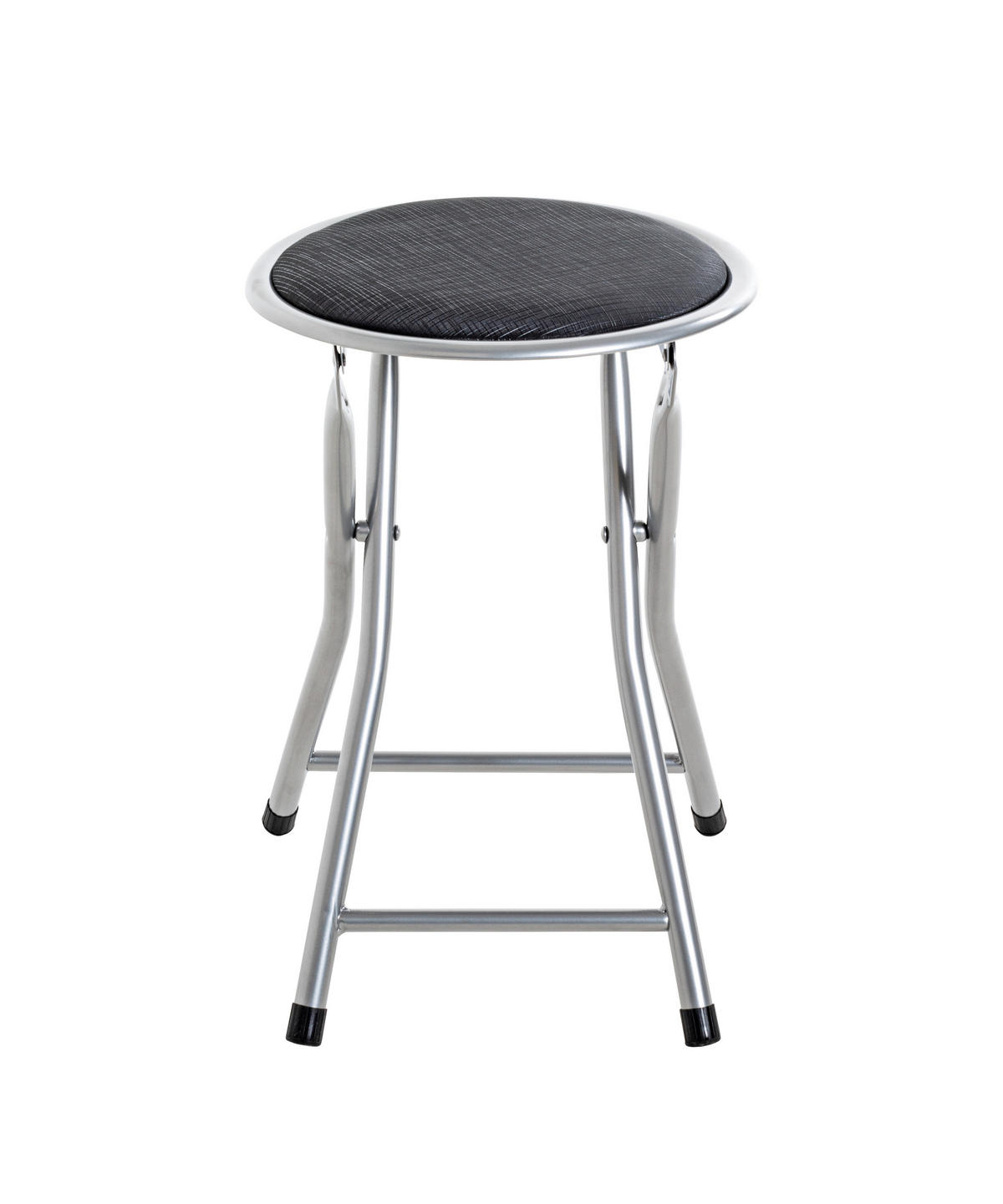 KLAPPHOCKER Lederlook Schwarz, Alufarben  - Alufarben/Schwarz, Design, Textil/Metall (30/45/30cm) - Carryhome