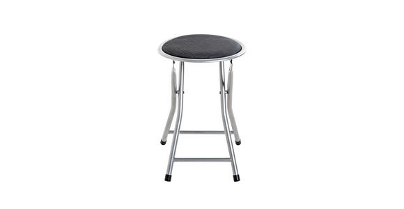 KLAPPHOCKER Lederlook Schwarz, Alufarben - Alufarben/Schwarz, Design, Textil/Metall (30/45/30cm) - Carryhome