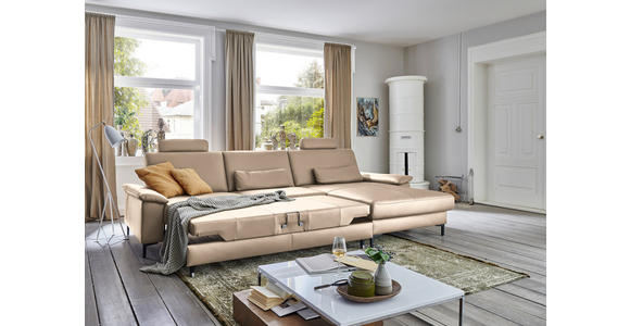 ECKSOFA in Echtleder Hellbraun 334/176 cm - Hellbraun/Schwarz, Design, Leder/Metall (334/176cm) - Dieter Knoll