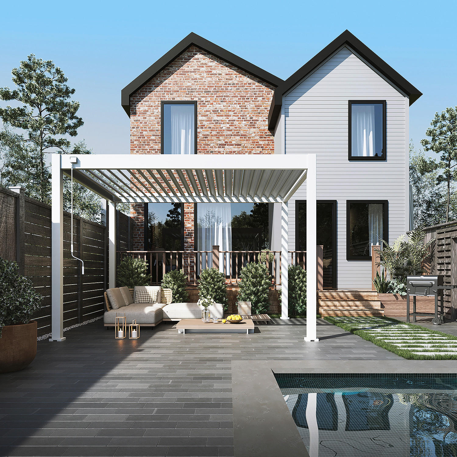PERGOLA - Weiss Hochglanz, Basics, Metall (300/255/360cm) - Gardenson