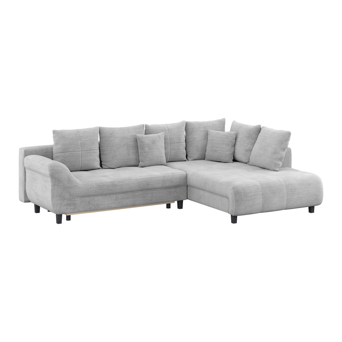 HÖRNSOFFA i chenille, struktur greige  - greige/svart, Klassisk, textil (309/197cm) - MID.YOU