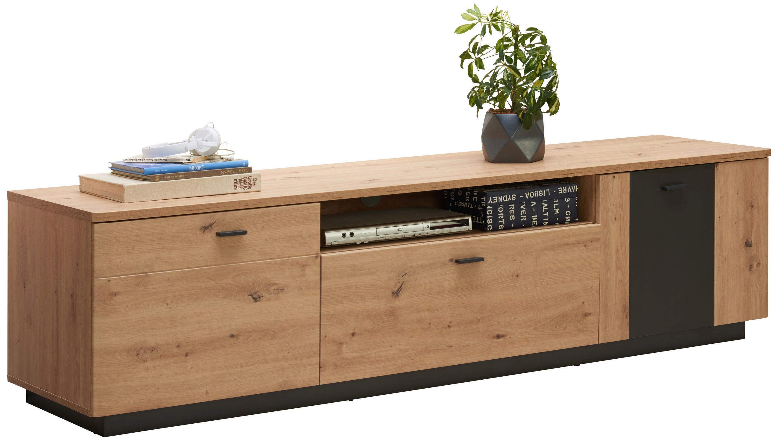 TV-ELEMENT Anthrazit, Eichefarben  205/53/50 cm  - Eichefarben/Anthrazit, Design, Holzwerkstoff/Metall (205/53/50cm) - Ti'me